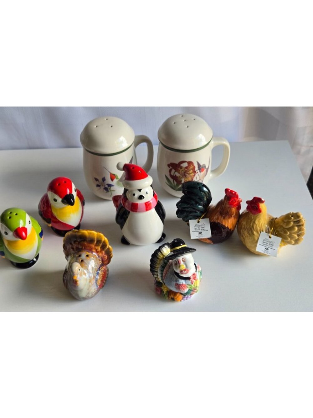Lot of Bird Salt & Pepper Shakers 3 sets 3 Singles Kissing Chickens Turkeys More